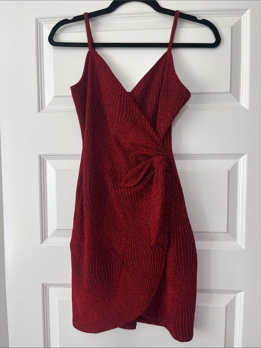 Lily Rose Red Glitter Wrap Mini Dress